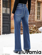 luvamia Flare Jeans for Women Thin Fleece Lined High Waisted Wide Leg Trendy Fall Stretchy Denim Pants Trouser Jeans