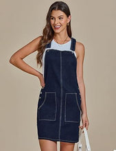 luvamia Women's Casual Straps Denim Overall Pinafore Dress with Pocket