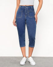 LUVAMIA Women's Casual Jegging Capri Denim Slim Straight High Waist Jeans