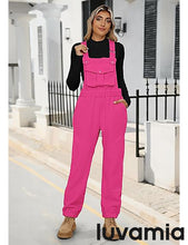 Women's No Stretch Adjustable Fleece Overalls Casual Jumpsuits With Pockets