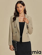 LUVAMIA Women Suit Jacket Double-Breasted Business Casual Long Sleeve Suiting Blazers