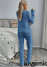 luvamia Women's Casual Pajamas Sets Long Sleeve Tops and Pants Knitted Pjs Loungewear