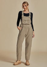 Women's No Stretch Adjustable Fleece Overalls Casual Jumpsuits With Pockets