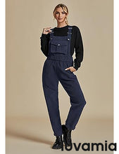 Women's No Stretch Adjustable Fleece Overalls Casual Jumpsuits With Pockets