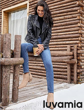 luvamia Skinny Jeans for Women Thin Fleece Lined High Waisted Front Yoke Fall Thermal Stretchy Denim Pants Warm Jeggings