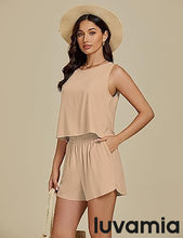 LUVAMIA Women's Sleeveless Casual 2 Piece Blazer Vest Suits