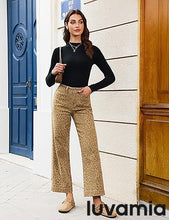 luvamia FleXclusive Wide Leg Jeans Woman Trendy High Waisted Leopard Cheetah Print Ankle Length Stretchy Denim Pants with Pockets