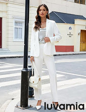LUVAMIA Women's Blazer Set Business Casual Full Fit Blazer Jackets and Straight Pant Suits with Pockets