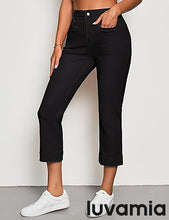 luvamia Capri Jeans for Women High Waisted Slim Straight Stretchy Denim Capris Pants Welt Pockets Casual Cropped Jeans