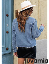 luvamia Women's Basic Button Down Stretch Fitted Long Sleeves Denim Jean Jacket
