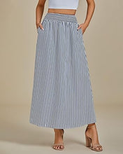 LUVAMIA Women's Summer Long Lightweight Flowy Skirt Stripe Maxi Fashion