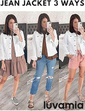 luvamia Women's Basic Button Down Stretch Fitted Long Sleeves Denim Jean Jacket