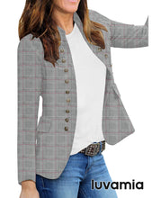 luvamia Women's Open Front Long Sleeves Work Blazer Casual Buttons Jacket Suit