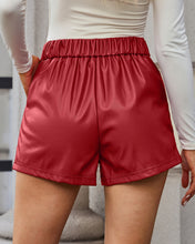 luvamia Faux Leather Shorts for Women High Waist Wide Leg Stretchy Waist Shorts with Pockets Belt Short PU Leather