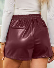 luvamia Faux Leather Shorts for Women High Waist Pleated Wide Leg Stretchy Shorts with Pockets Short PU Leather Pants