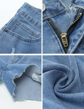 luvamia Jean Shorts for Women High Waisted Distressed Stretchy Denim Shorts Ripped Raw Hem Summer Casual Cut Off Shorts