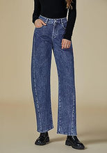 LUVAMIA Women's Barrel Style High Waist Jeans Regular Fit Slight Stretch with pocket