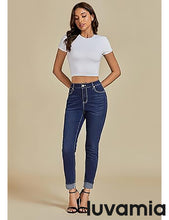 LUVAMIA Women's Full Length High Waist Skinny Fit Denim Slight Stretch Slim Jeans