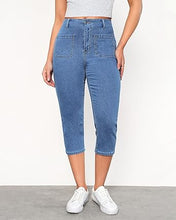 LUVAMIA Women's Casual Jegging Capri Denim Slim Straight High Waist Jeans