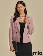 LUVAMIA Women Suit Jacket Double-Breasted Business Casual Long Sleeve Suiting Blazers