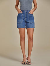 Women's Denim Mid Waist Shorts Regular Fit Summer Pocket Walkshorts
