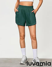 LUVAMIA Women's Brief High-Waisted Elastic-Waist Athletic Wide-Leg Shorts