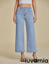 LUVAMIA Women's 5-Pocket Denim High Waist Retro Wide Leg Jean Styles