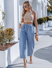 luvamia FleXclusive Barrel Jeans Women Trendy Striped Cropped High Waisted Pull On Elastic Waist Wide Leg Casual Stretch Denim Pants