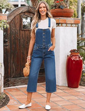 LUVAMIA Women Sleeveless Adjustable Strap One Piece Casual Denim Harem Overall