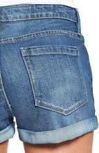 luvamia Women's Ripped Denim Jean Shorts Mid Rise Stretchy Folded Hem Short Jeans