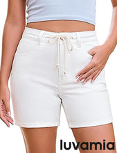 luvamia FleXclusive Jean Shorts for Women High Waisted Trendy Drawstring Stretchy Denim Shorts Summer Casual Jorts with Pockets