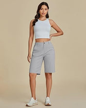 LUVAMIA Bermuda Shorts for Women's Knee Length Casual Lightweight Breathable Summer High Waisted Knee Length Shorts
