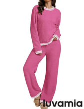 LUVAMIA Women's 2 Piece Long Lounge Sets Mega Stretch Wide Winter Top and Pants Full Acrylic