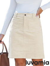 luvamia Corduroy Skirts for Women High Waisted Trendy Fall Elastic Waist Casual Stretchy Short Skirts with Patch Pockets