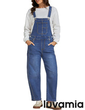 LUVAMIA Women's  Barrel Leg Style Sleeveless Overall with Pocket and Adjustable Strap