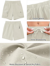 luvamia Hiking Shorts for Women Elastic Waist Pull On Quick Dry Zipper Pockets Lightweight Camping 5" Inseam Cargo Shorts