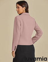 LUVAMIA Women Suit Jacket Double-Breasted Business Casual Long Sleeve Suiting Blazers