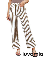 luvamia Striped Jeans for Women Wide Leg High Waisted Trendy Patch Pockets Stretchy Denim Pants Casual Trouser Jeans