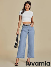 LUVAMIA Women's 5-Pocket Denim High Waist Retro Wide Leg Jean Styles