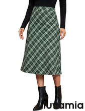 luvamia Plaid Skirts for Women Midi Length High Waisted Trendy A Line Elastic Waist Casual Office Work Fall Skirt