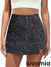luvamia FleXclusive Skorts for Woman Leopard Cheetah Print Mini Skirt with Shorts High Waisted Trendy Cute Stretchy Side Slit Skort