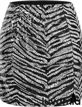 luvamia Sequin Skirts for Women Trendy High Waisted Bodycon Elastic Waist Side Slit Sparkly Night Out Party Mini Skirt