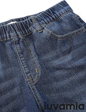 LUVAMIA Women's Denim Elastic Waist Walkshorts with Pockets