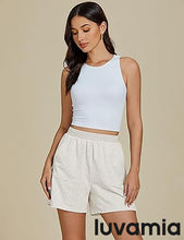LUVAMIA Women's High Waist Elastic Waistband Shorts Regular Comfort Silhouette