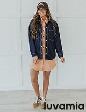 LUVAMIA Women's Relaxed Fit  Denim Slim Regular Pocket Jean Jacket Coat
