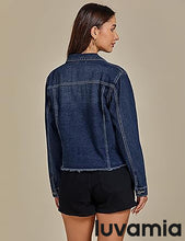 luvamia Women's Basic Button Down Stretch Fitted Long Sleeves Denim Jean Jacket