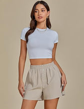 2025 Women's Relaxed Lightweight Shorts with Elastic Waistband and Front Button