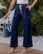 luvamia FleXclusive Wide Leg Jeans for Women Trendy High Waisted Elastic Waist Paperbag Drawstring Stretchy Denim Pants Trouser Jeans