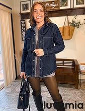 LUVAMIA Women's Relaxed Fit  Denim Slim Regular Pocket Jean Jacket Coat