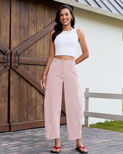 luvamia Barrel Jeans for Women Trendy Baggy Wide Leg Striped High Waisted Cropped Casual Pinstripe Stretchy Denim Pants